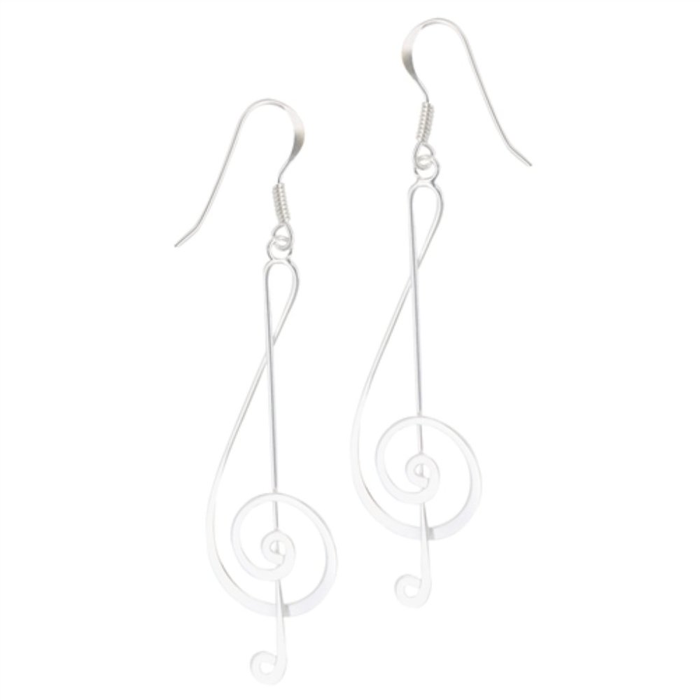 Sterling Silver Clef Note Earring